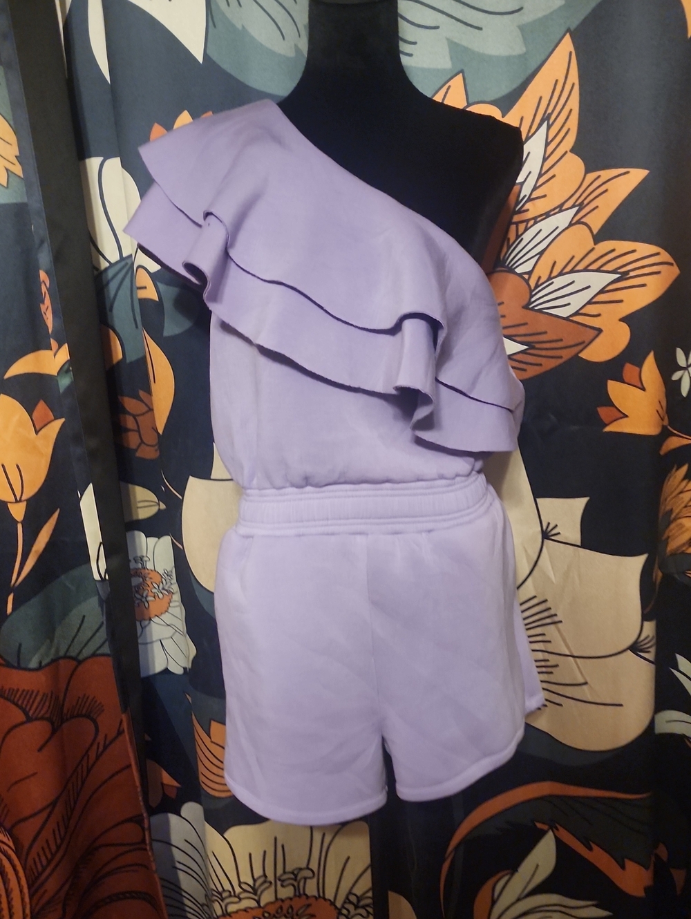 Endless Rose One-Shoulder Lilac Ruffle Romper